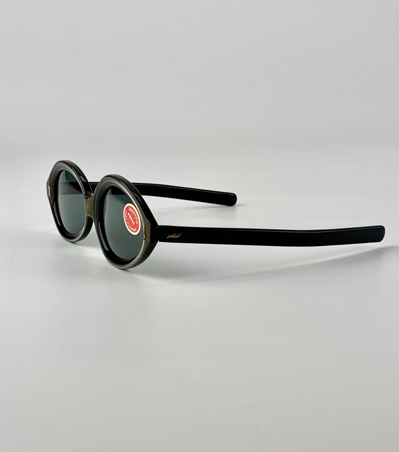 1960's Mod Oval Sunglasses Made in FRANCE Grayish Silver with Black Optical Quality NOS Dead Stock image 6