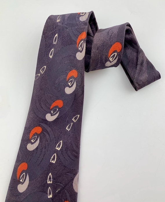 1940's-50's Vintage Tie - Silk JACQUARD - Interesting Pattern of