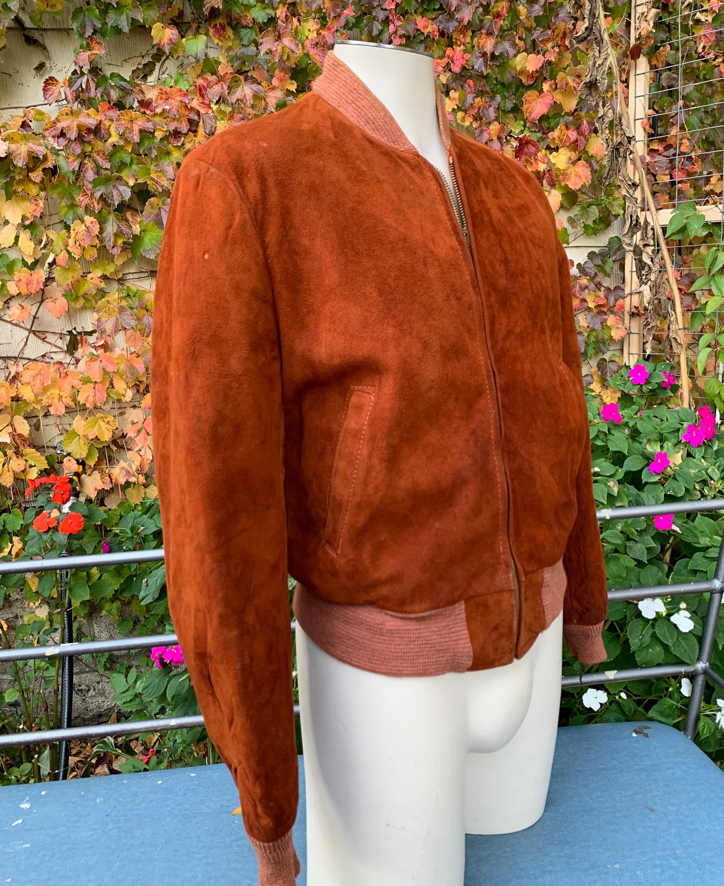 1950's-60's Suede Bomber Jacket - Cool Curry Colored Suede - Well