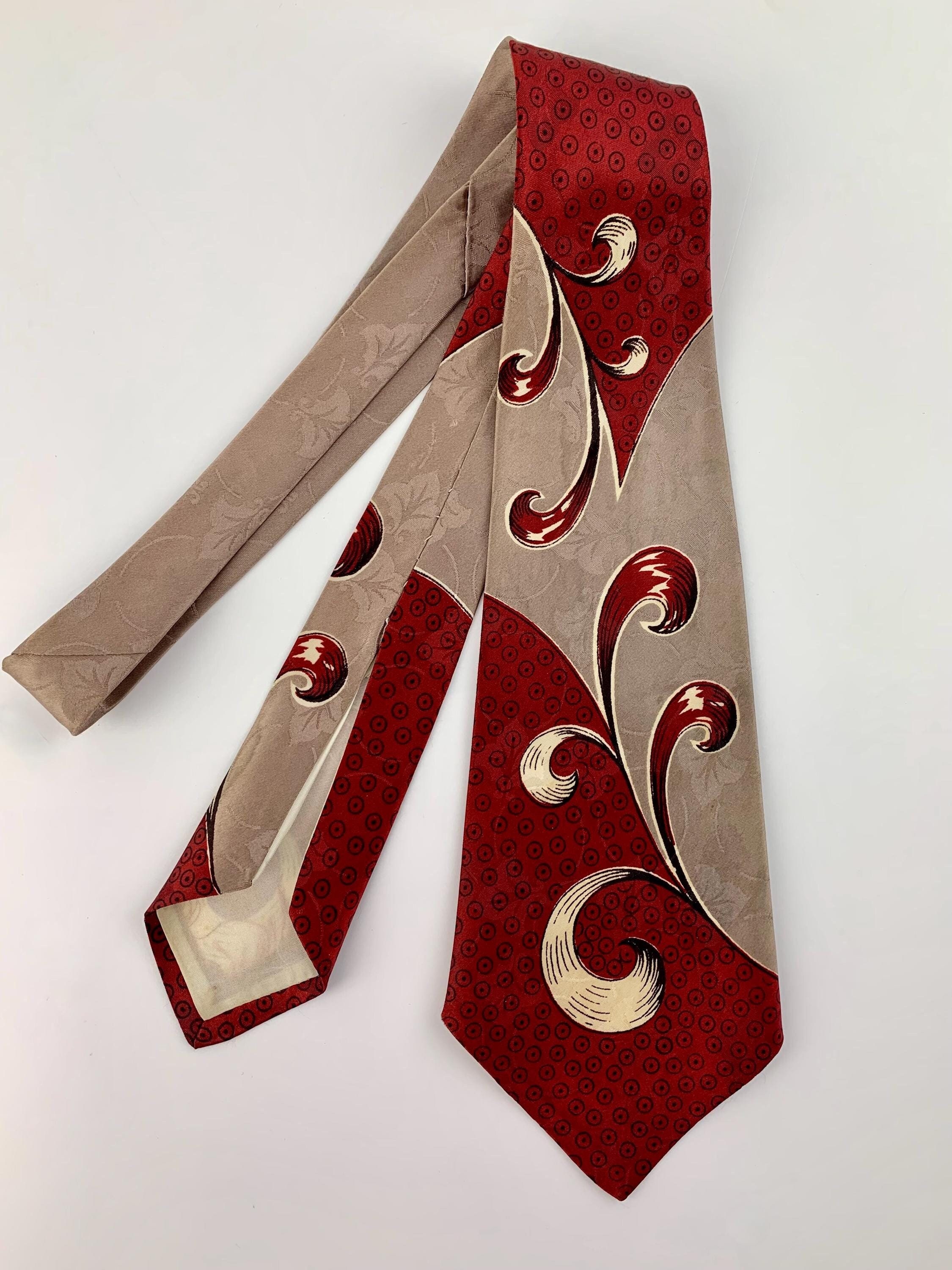 1940s 1950s HABAND BOLD VINTAGE MENS TIE ~BROWN TAN CHECK