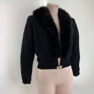 1950's Cashmere Sweater with Mink Collar 100% Pure Cashmere PRINGLE Made in Scotland Women's 36 Tailored Small to Medium image 3