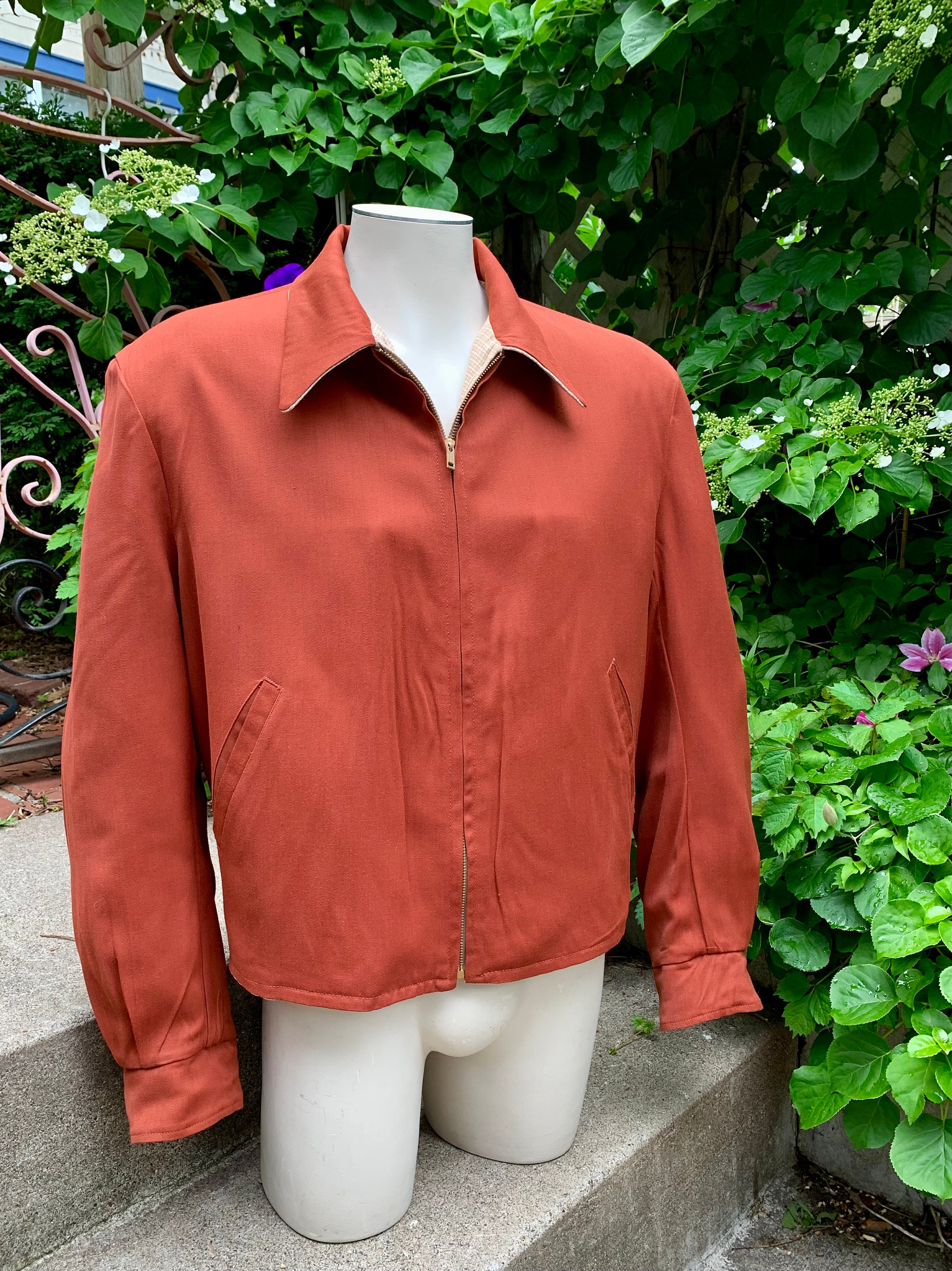 NATIONAL 50s ギャバ vintage gab jacket 1950's Gab Jacket. Classic Rockabilly Blouson Style Atomic