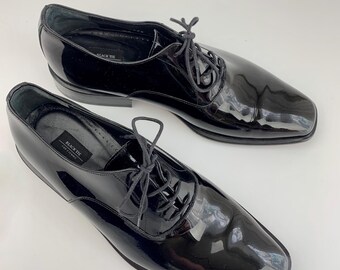 Vintage Patent Leather Dress Shoes - Made in ITALY - Quality Leather lined with Leather Soles - Men's Size 42