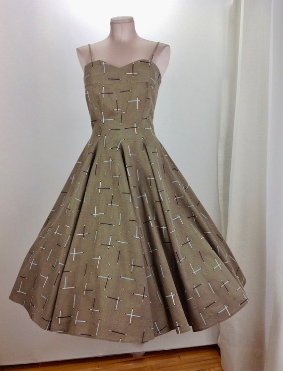 1950'S Spaghetti Strapped Dress - PENCIL NOVELTY … - image 1