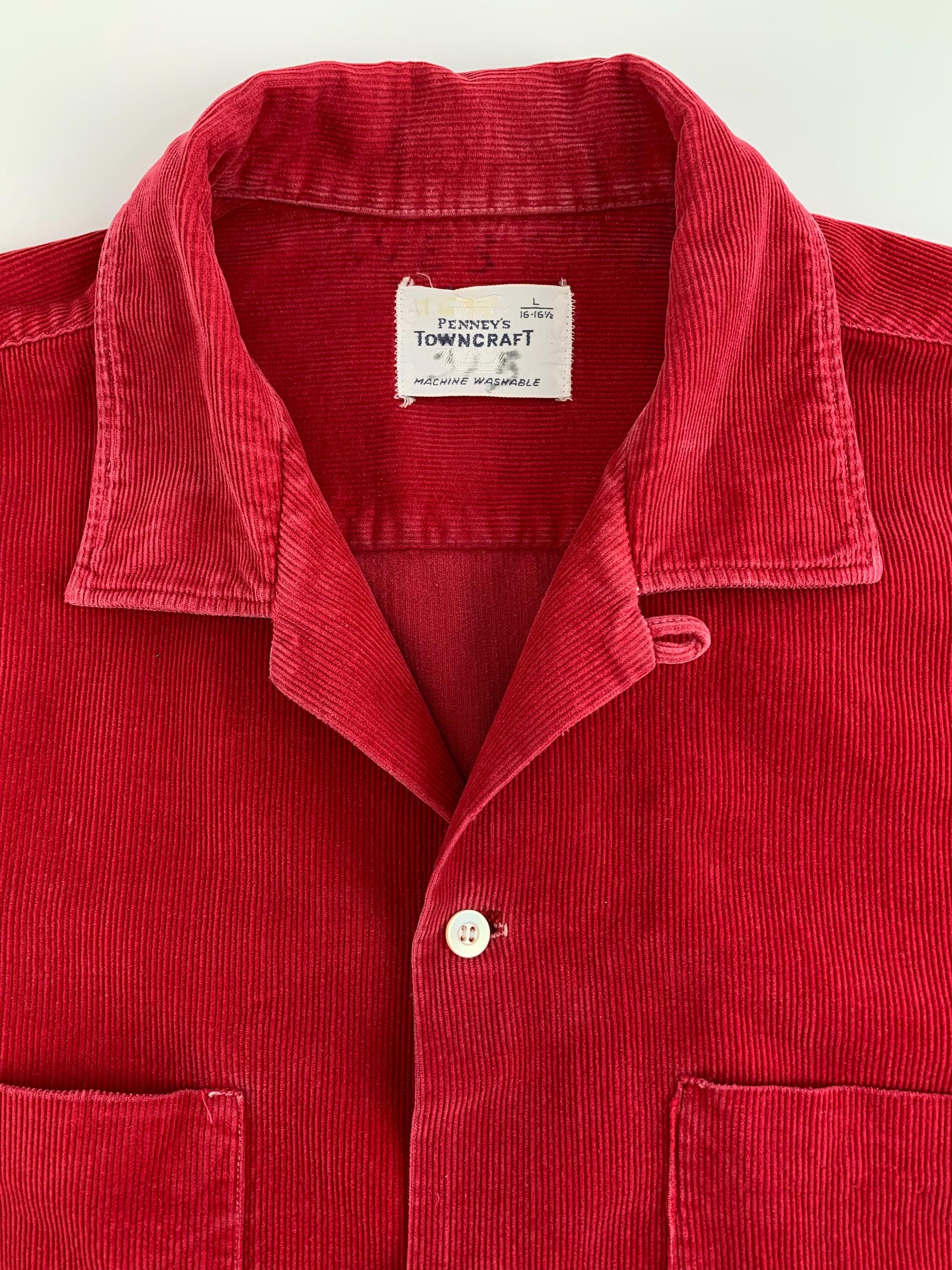 1950's Red Corduroy Shirt - PENNEY'S TOWNCRAFT - All Cotton 1950's Red Corduroy Shirt - PENNEY'S TOWNCRAFT - All Cotton