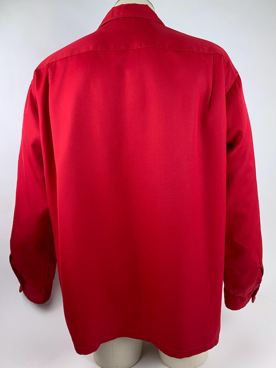 1950's Gabardine Shirt - Vivid Red Rayon - PENNEY'S T… - Gem