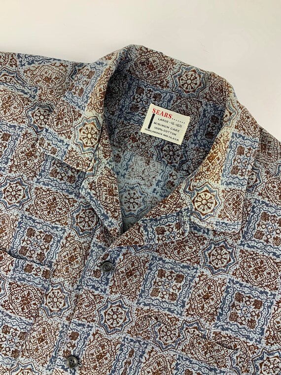 1960's Printed Shirt - All Cotton - Sears Label -… - image 2