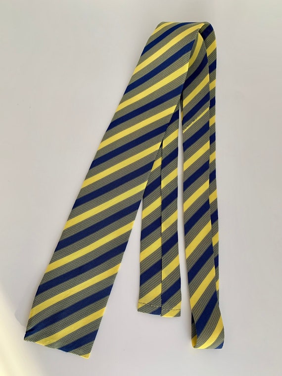 1960's Diagonal Striped Tie - Light Yellow & Blue 