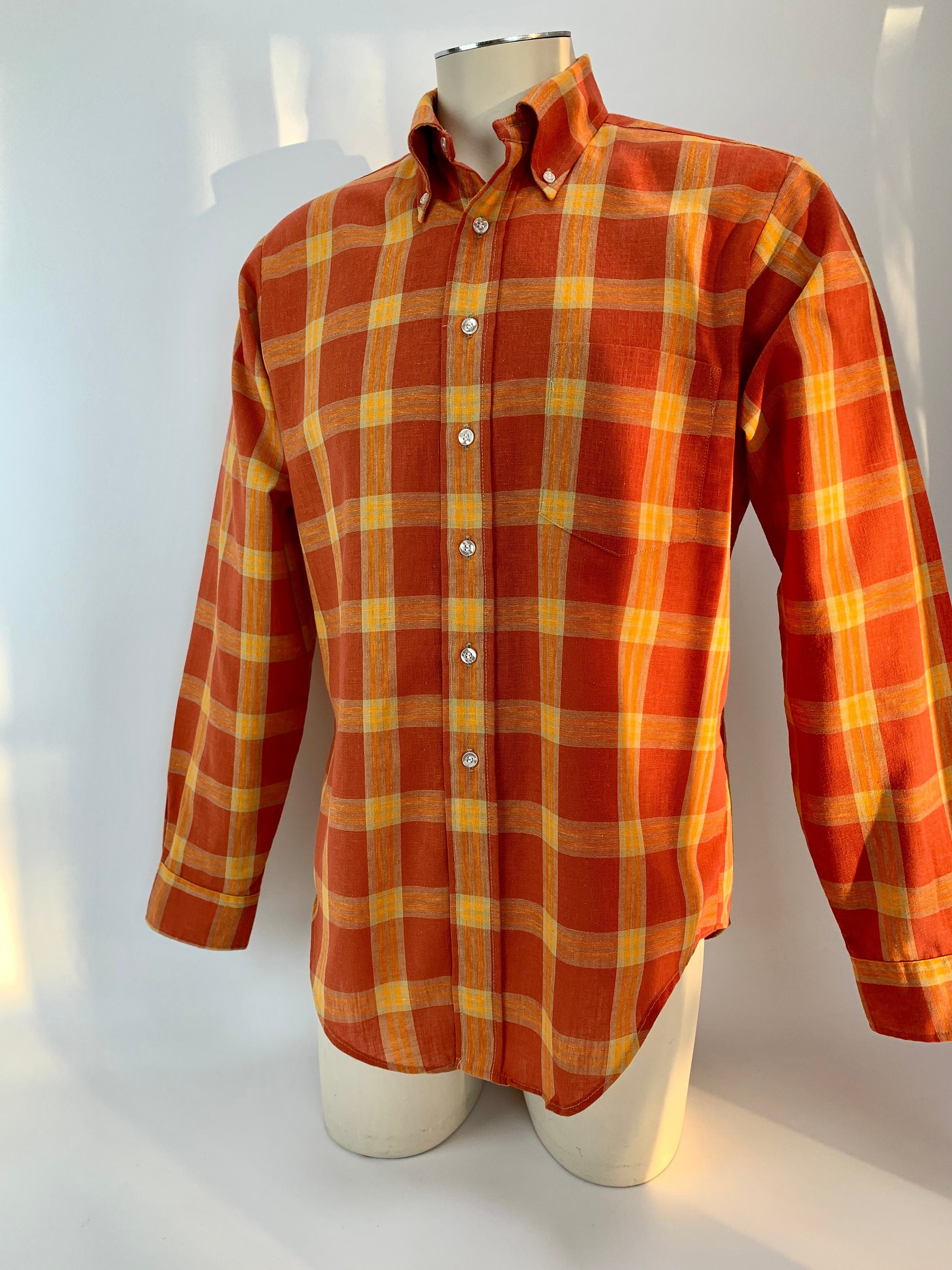 Early 60's Plaid Shirt Buttondown Collar Patch Pocket & - Etsy India