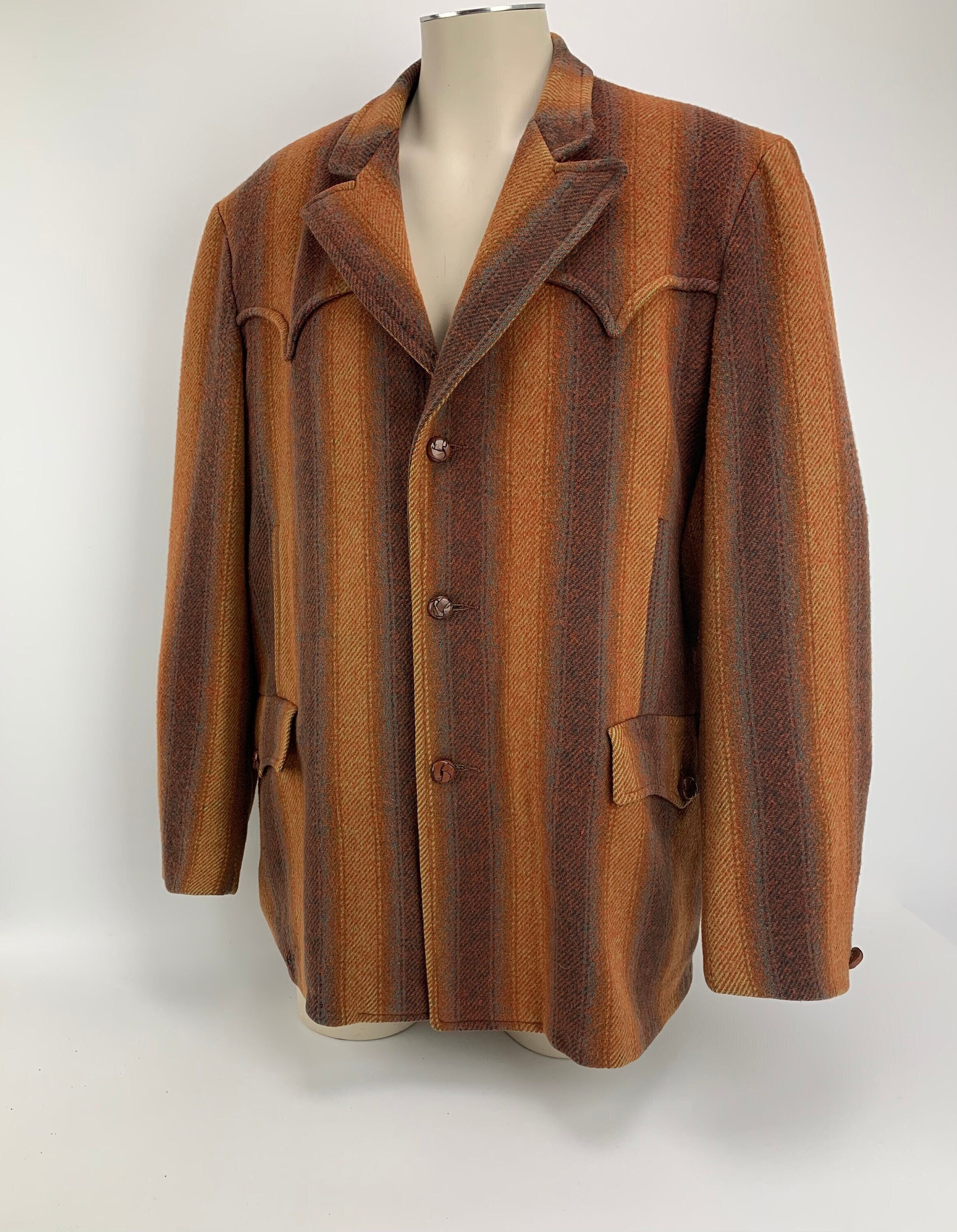 1940'S Western Jacket Ombre' Striped Wool PIONEER WEAR Label