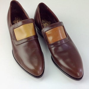 1960&#39;s 2 - Two-Tone Shoes - Leather Slip-Ons - STETSON LABEL - Vintage Dead Stock - Men&#39;s Size 7