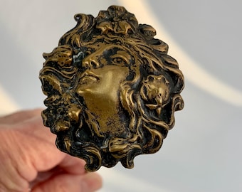 ART NOUVEAU Hat Pin - Edwardian Era - Cast in Brass - Nice Vintage Patina - 1900 to perhaps 1914