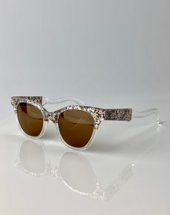 1950'S Cat Eye Sunglasses - Clear Plastic Frames … - image 1