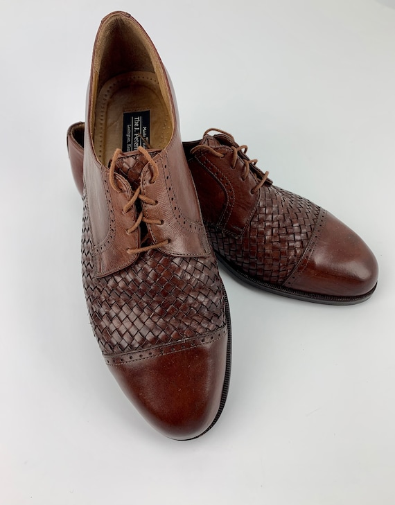 1960's Dress Shoes - Quality Brown Leather - Woven Leather