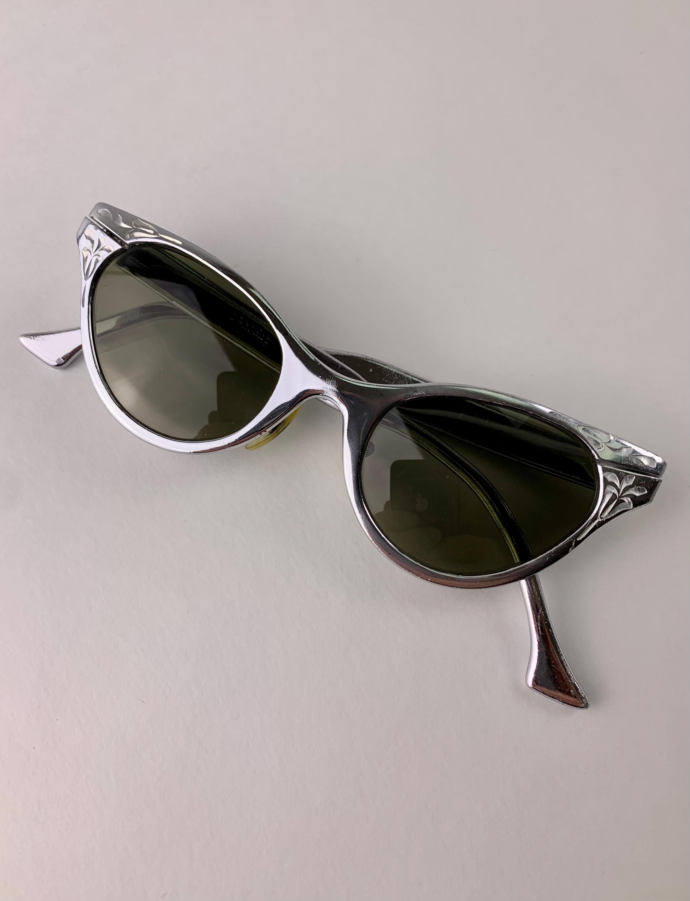 Vintage 1950s TITMUS Gold Aluminum Cat Eye Sunglasses Elegant Hollywood Glam 1950 main image 4