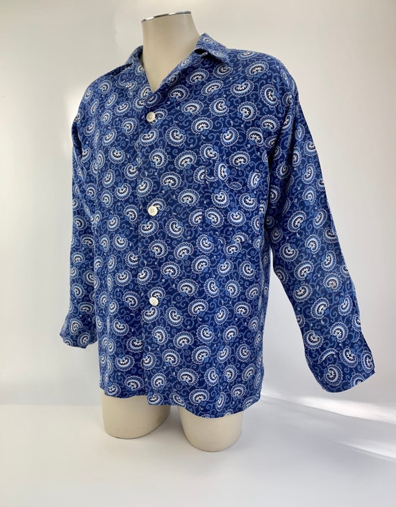 1940'S Pajama Lounge Shirt - TEXTRON - Silky Cold… - image 1