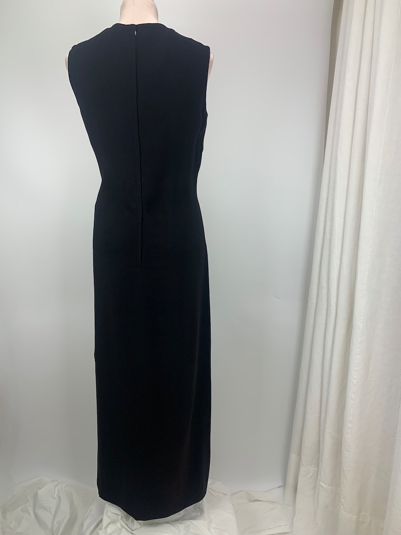 Vintage Mandarin Style Dress Nat Kaplau Couture Full Length Wiggle Dress Side Kick Pleat Size Medium to Large 34 inch Waist image 5