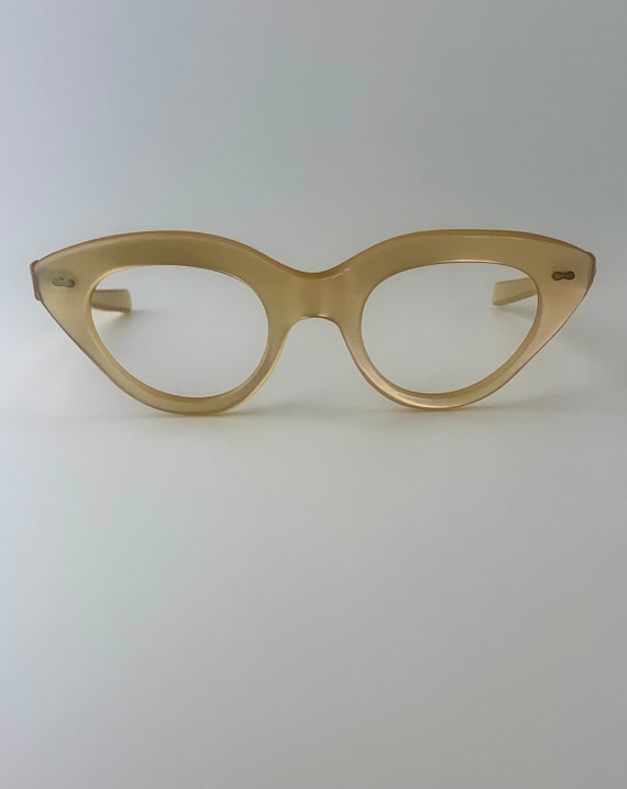 Vintage 1950'S Cat Eye Glasses - Light Gold Color… - image 1