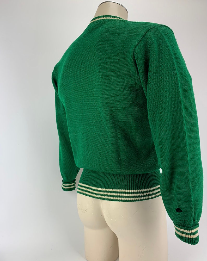 1965 Varsity Lettermans Sweater Embroidered W Patch V-Neck Pullover All Worsted Wool Men's Size Medium image 9