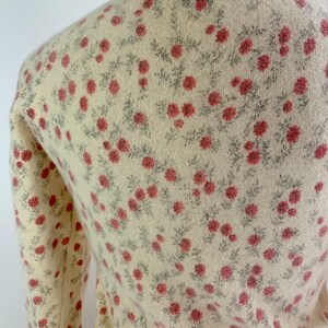 Early 1960'S Cardigan Sweater BEST & CO. Fifth Avenue Screen Printed with Pink on Cream Knit Size Small image 10