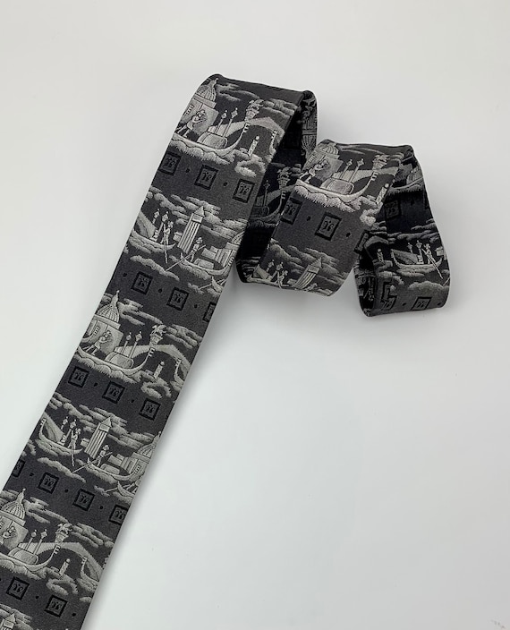 1950'S-60'S Venice, Italy Tie - Silk and Rayon Bl… - image 1