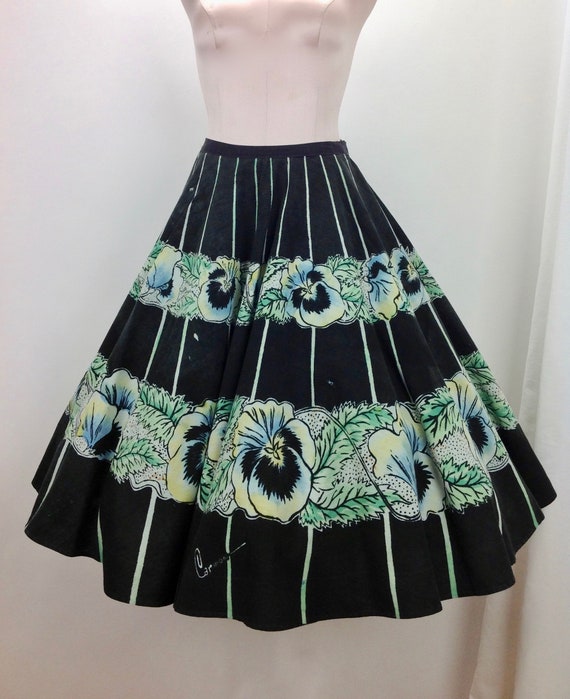 1950's Full Circle Skirt - Hand Painted - MEXICAN