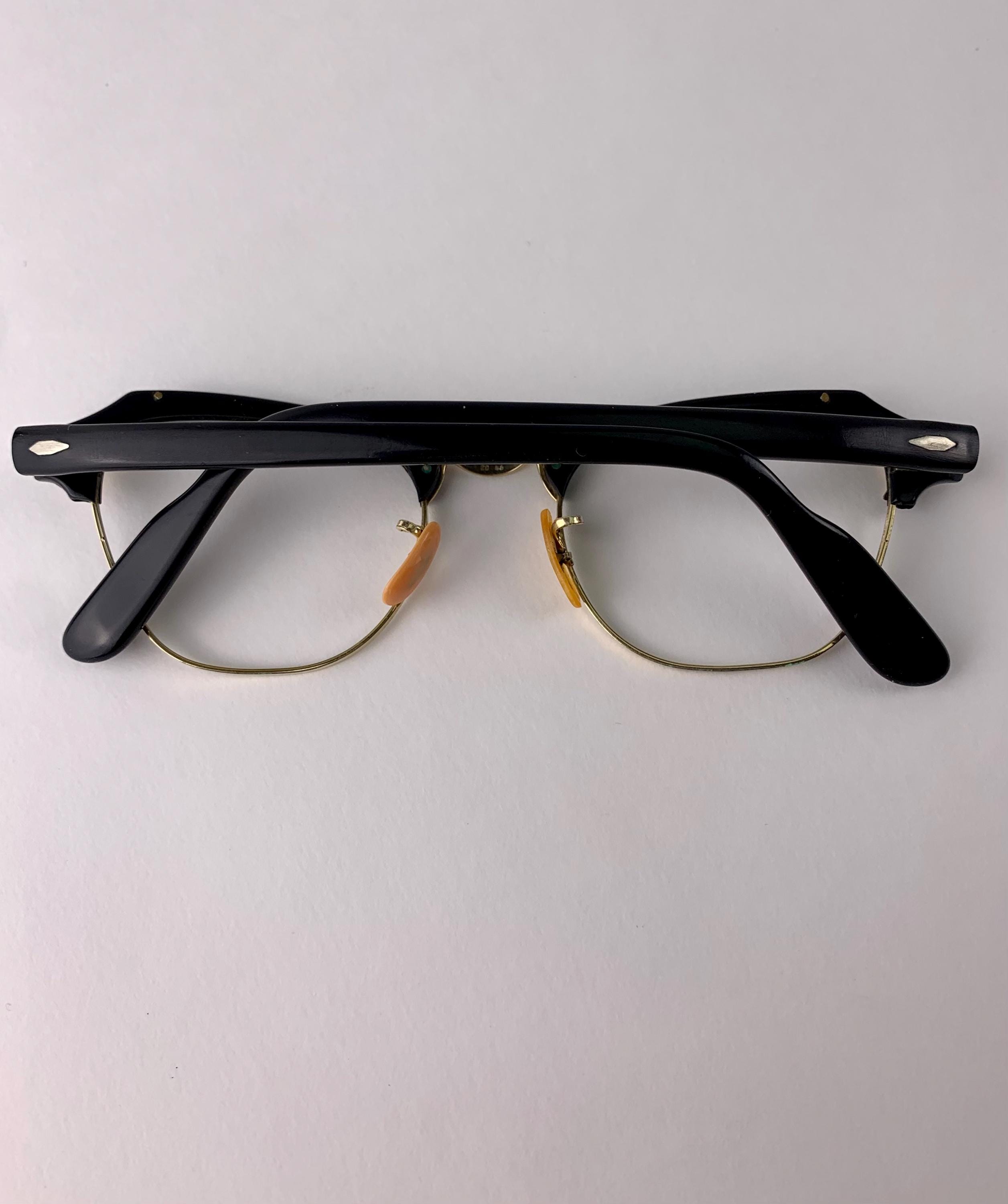 超美品　アクシネットBULLES EYE OLDSTYLE 1940's-50's Vintage Brownline Eye Glasses - Bausch & Lomb - Black