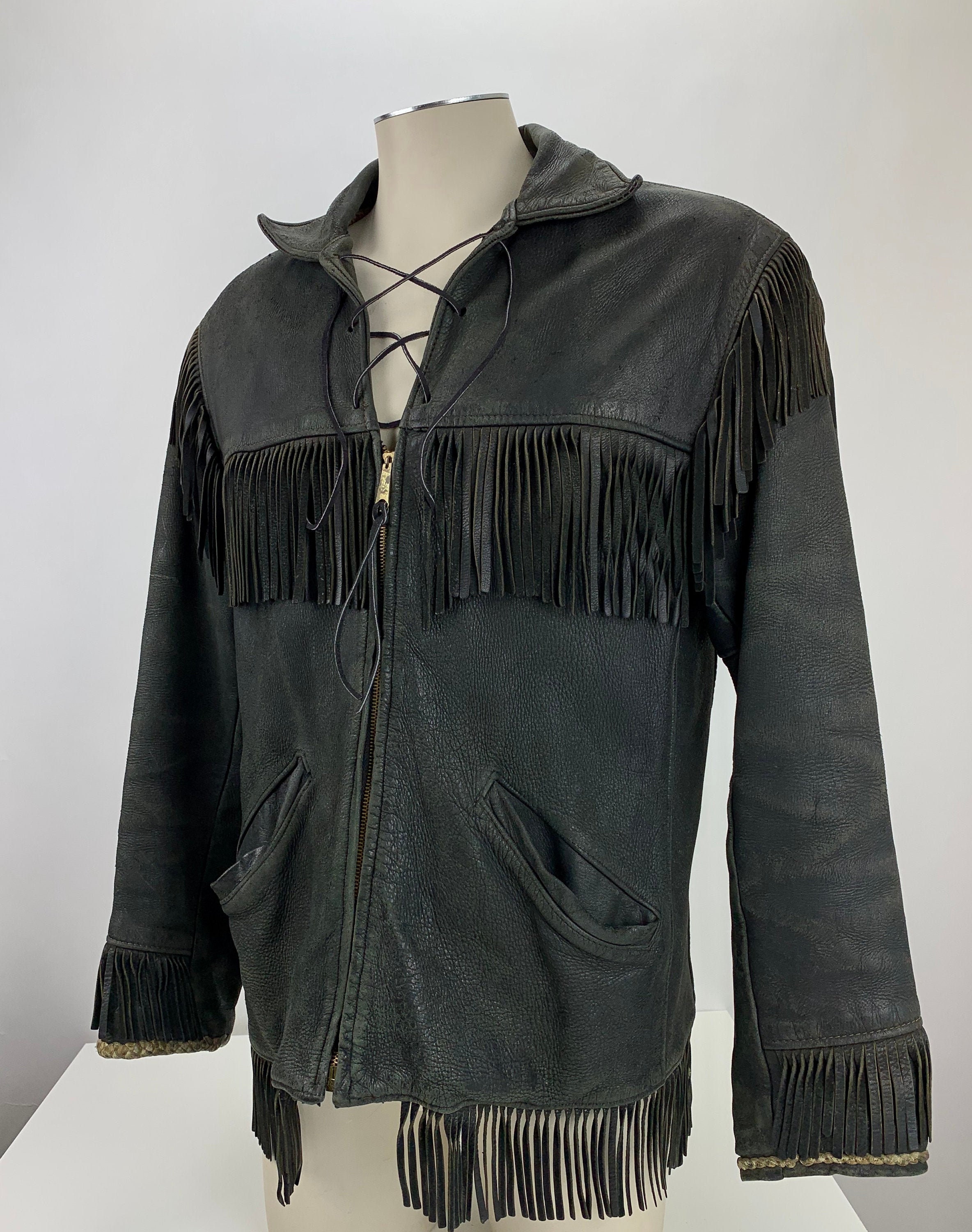 1940's-50's Black Buckskin Western Fringe Jacket | Etsy