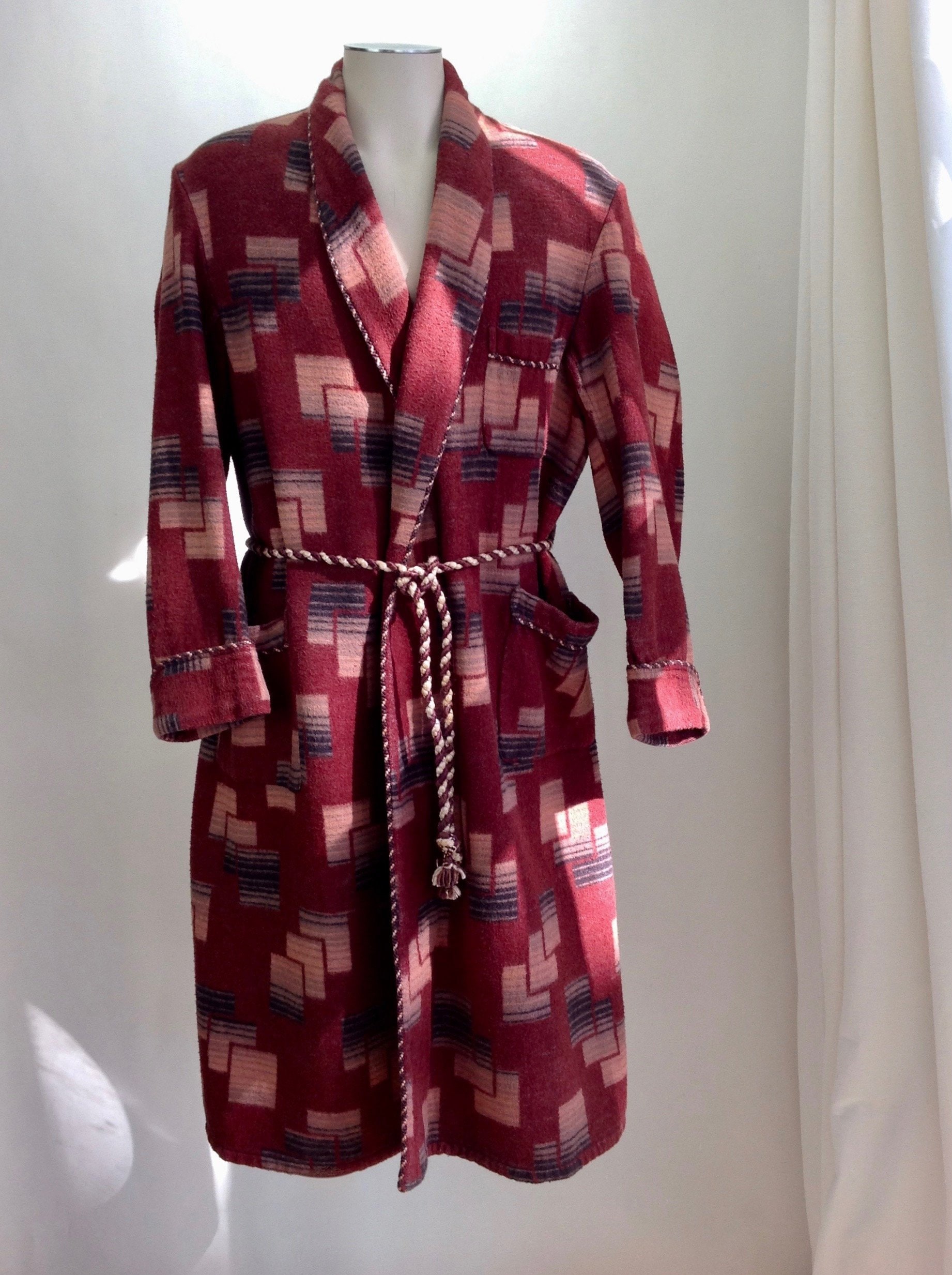 1930's-40's BEACON Blanket Robe Beacron Cotton-acetate Flannel