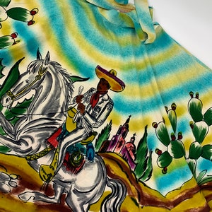 1950's Mexican Full Circle Skirt Hand Painted Details Souvenir Skirt Border Print 27 Inch Waist 232 Inch Sweep image 2