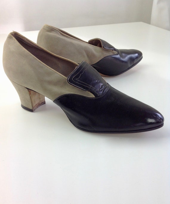 1920's Spool Heel Shoes - Leather & Suede - Never 