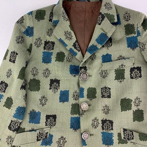 1960'S Young Boy's SportCoat Cool Print in Polished Cotton 3 Button Closure Satin Lined Metal Buttons image 2