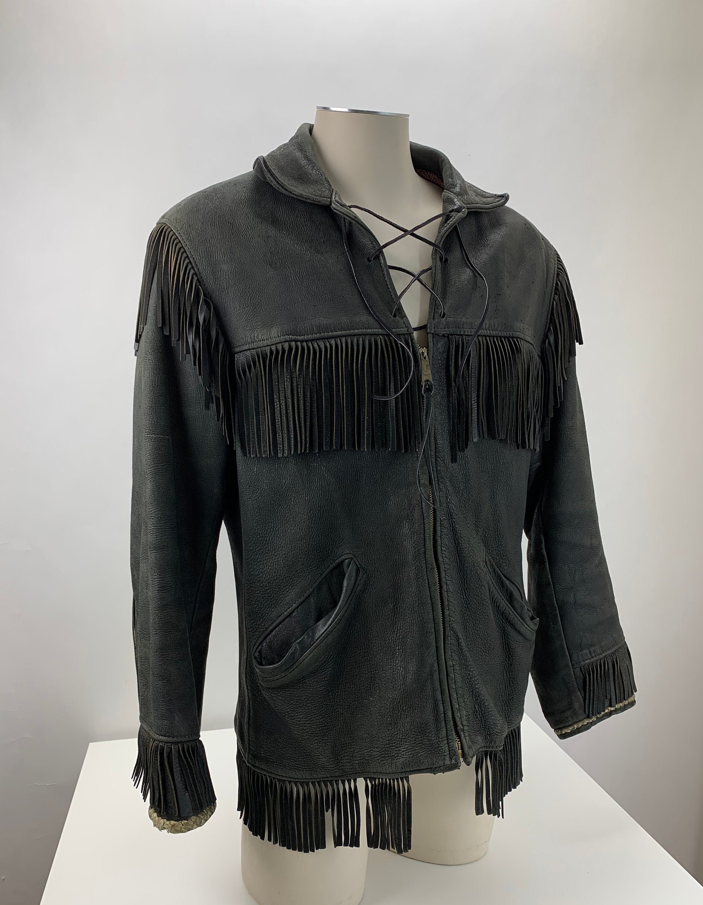 1940's-50's Black Buckskin Western Fringe Jacket | Etsy