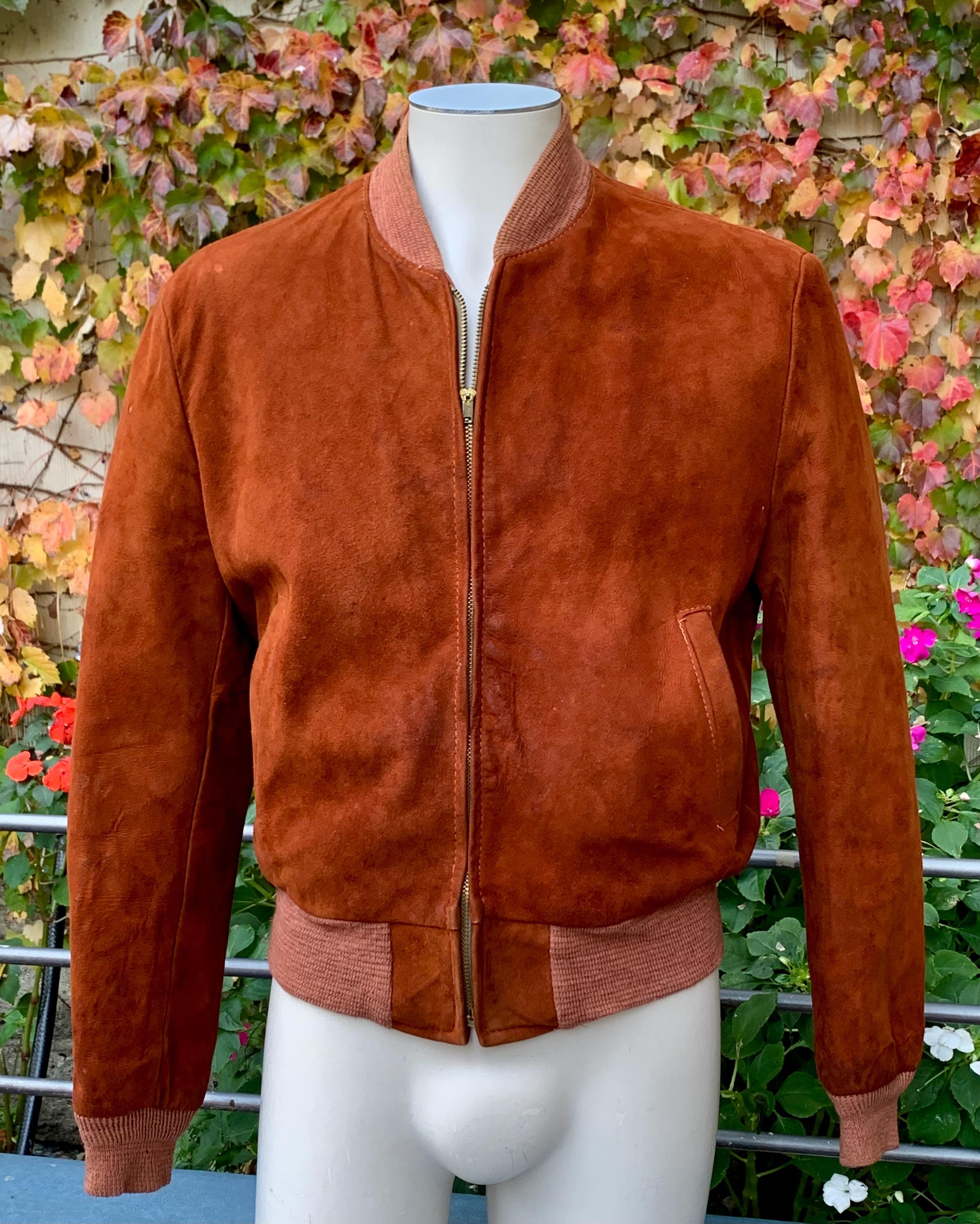 1950's-60's Suede Bomber Jacket - Cool Curry Colored Suede - Well