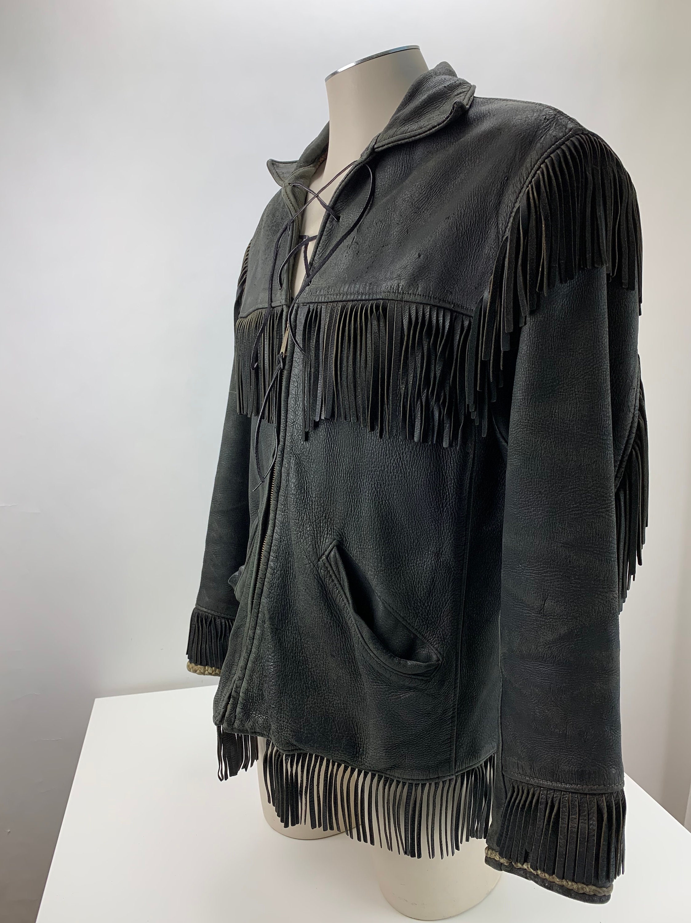 1940's-50's Black Buckskin Western Fringe Jacket | Etsy