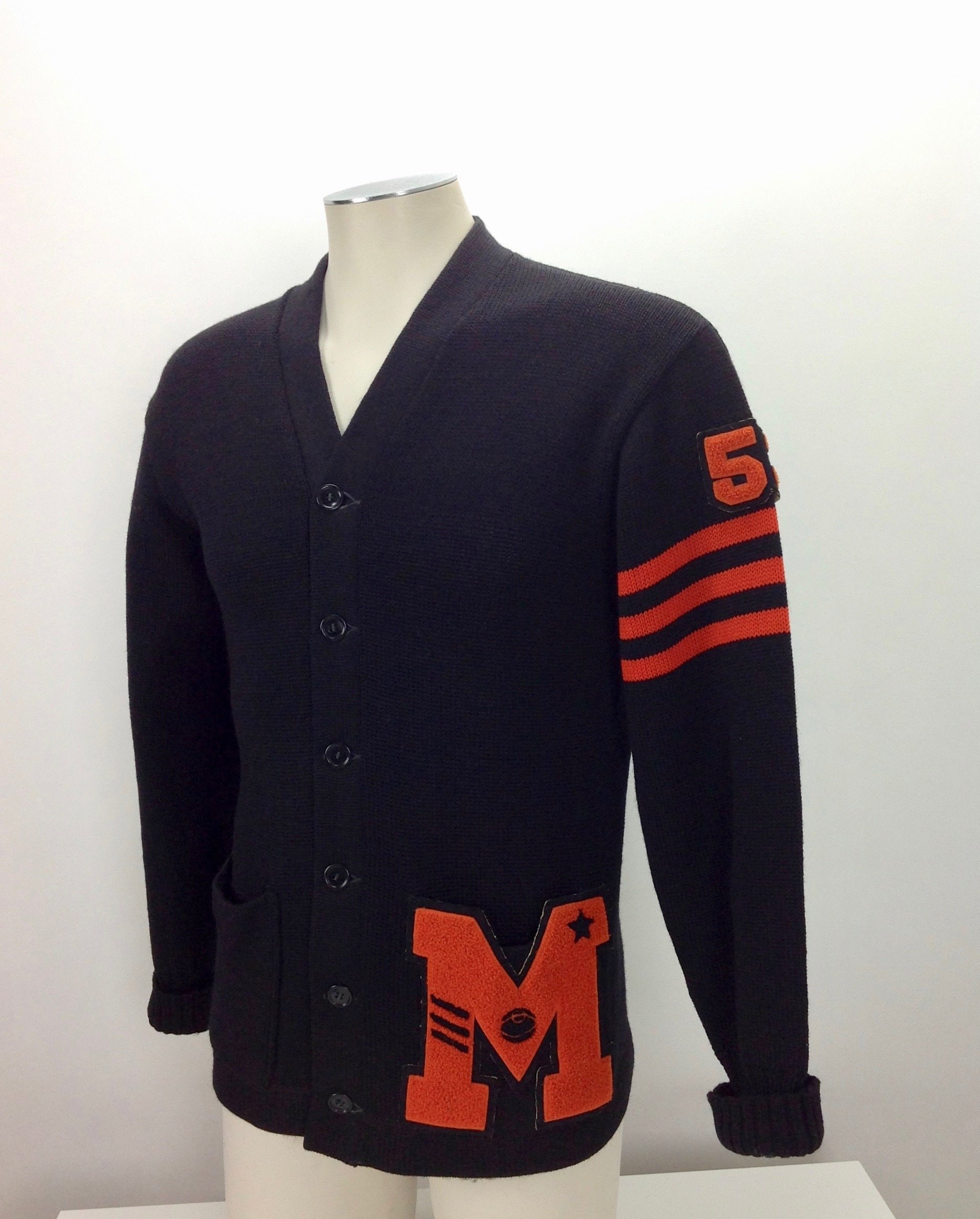 1950'S Varsity Letterman Cardigan Sweater / Embroidered Etsy