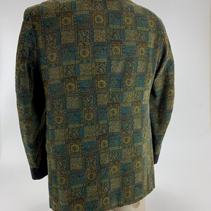 1960'S TUXEDO JACKET Printed Cotton Corduroy Black Shawl Collar Satin Lined Tailored by Rabhor Men's Size Large image 7