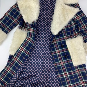 1970'S Pimp Jacket Faux Fur & Wool Plaid Austin Powers Style Fully Lined NOS Dead-Stock /Men's Size Large image 9