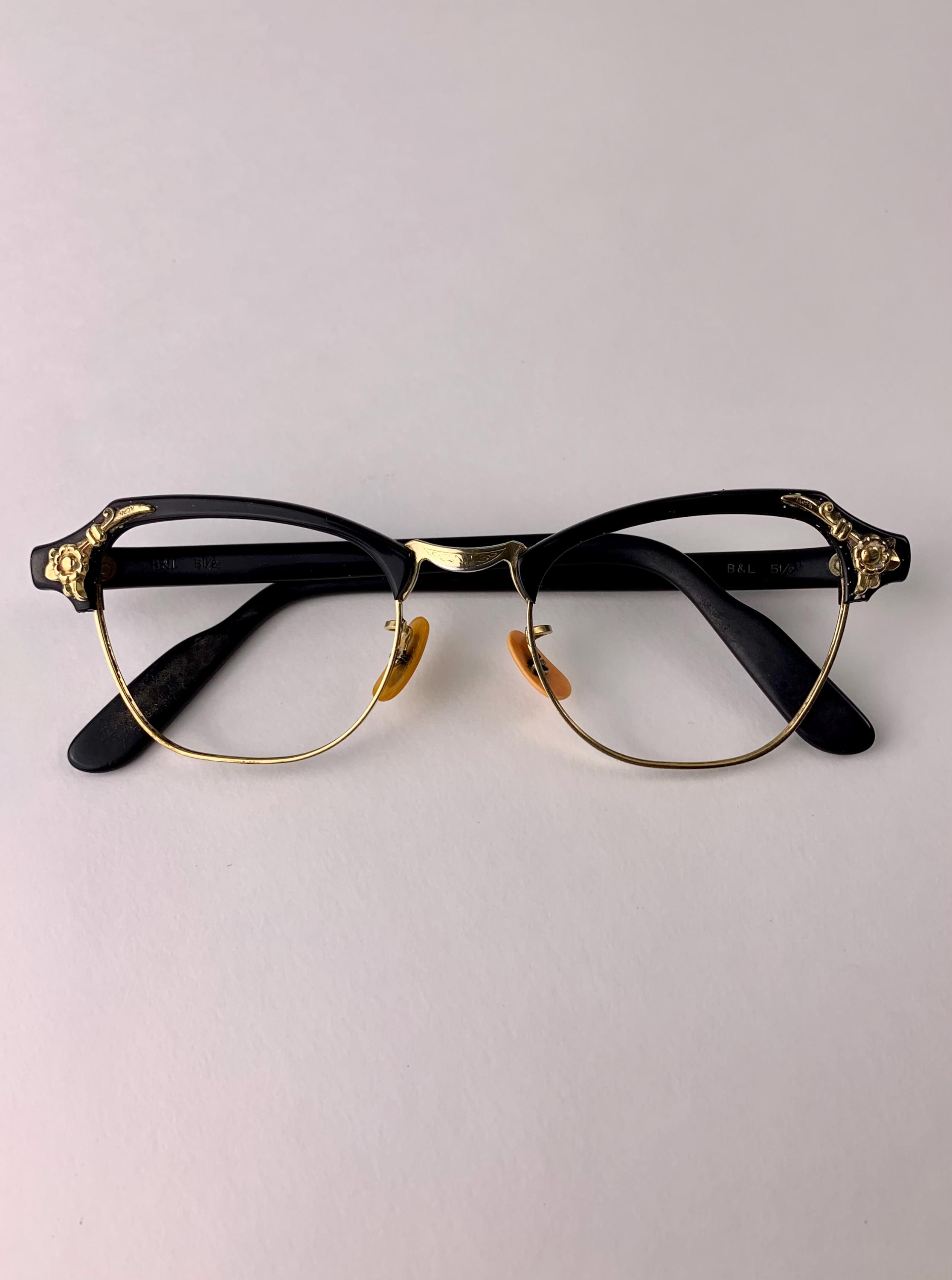 1940's-50's Vintage Brownline Eye Glasses - Bausch & Lomb - Black
