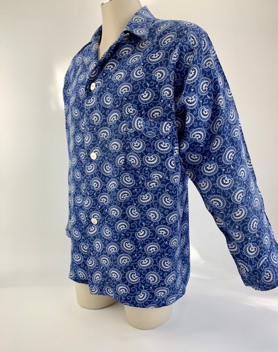 1940'S Pajama Lounge Shirt - TEXTRON - Silky Cold… - image 5