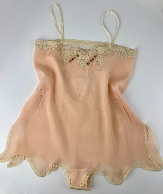 1920'S Teddie - All Silk with Fine Lace Details -… - image 3