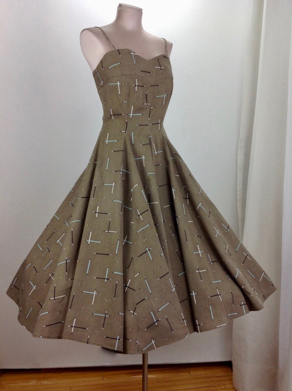 1950'S Spaghetti Strapped Dress - PENCIL NOVELTY … - image 2