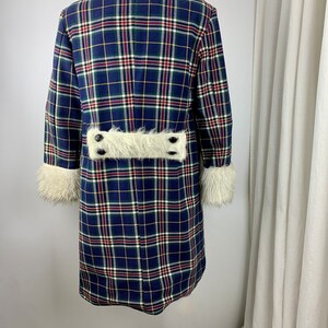 1970'S Pimp Jacket Faux Fur & Wool Plaid Austin Powers Style Fully Lined NOS Dead-Stock /Men's Size Large image 5