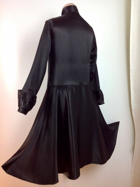 1920'S-30'S Drop Waist Dress - Black Silk Satin -… - image 3