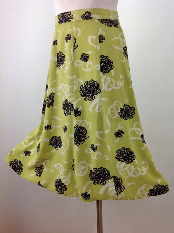 1940'S Floral Skirt - Chrysanthemum Swirl Pattern 