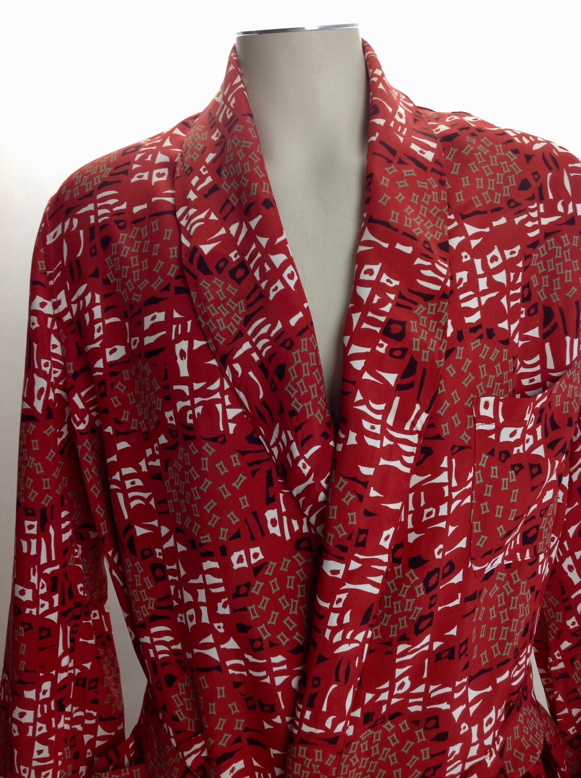 1940'S Lounge Robe Silky Rayon Printed Fabric 3 Patch Etsy