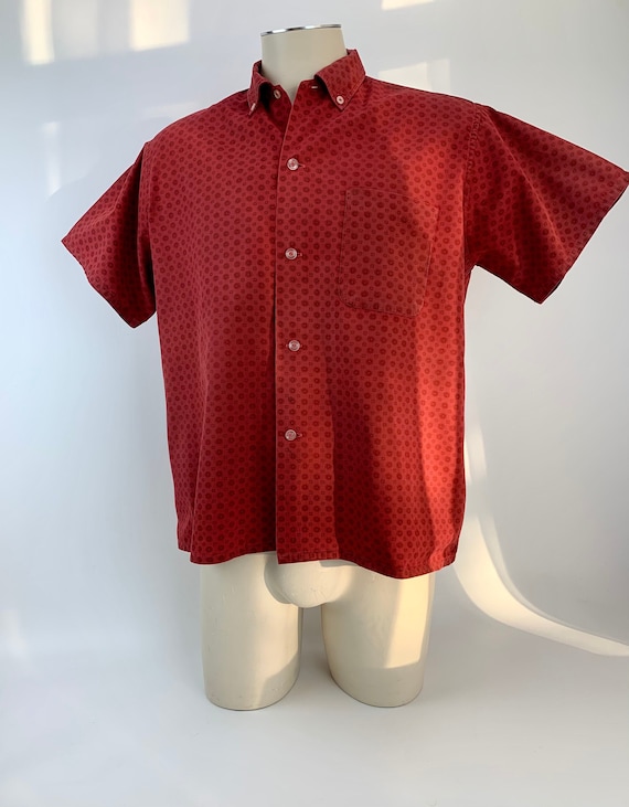 sears mens short sleeve dress shirts Vintage Sears Men's Button Front Shirt Sz 16.5 Short Sleeve Pink Pockets
