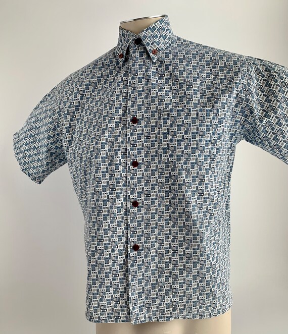 1960's Shirt - All Cotton - FINK Label - Tiny Blu… - image 10