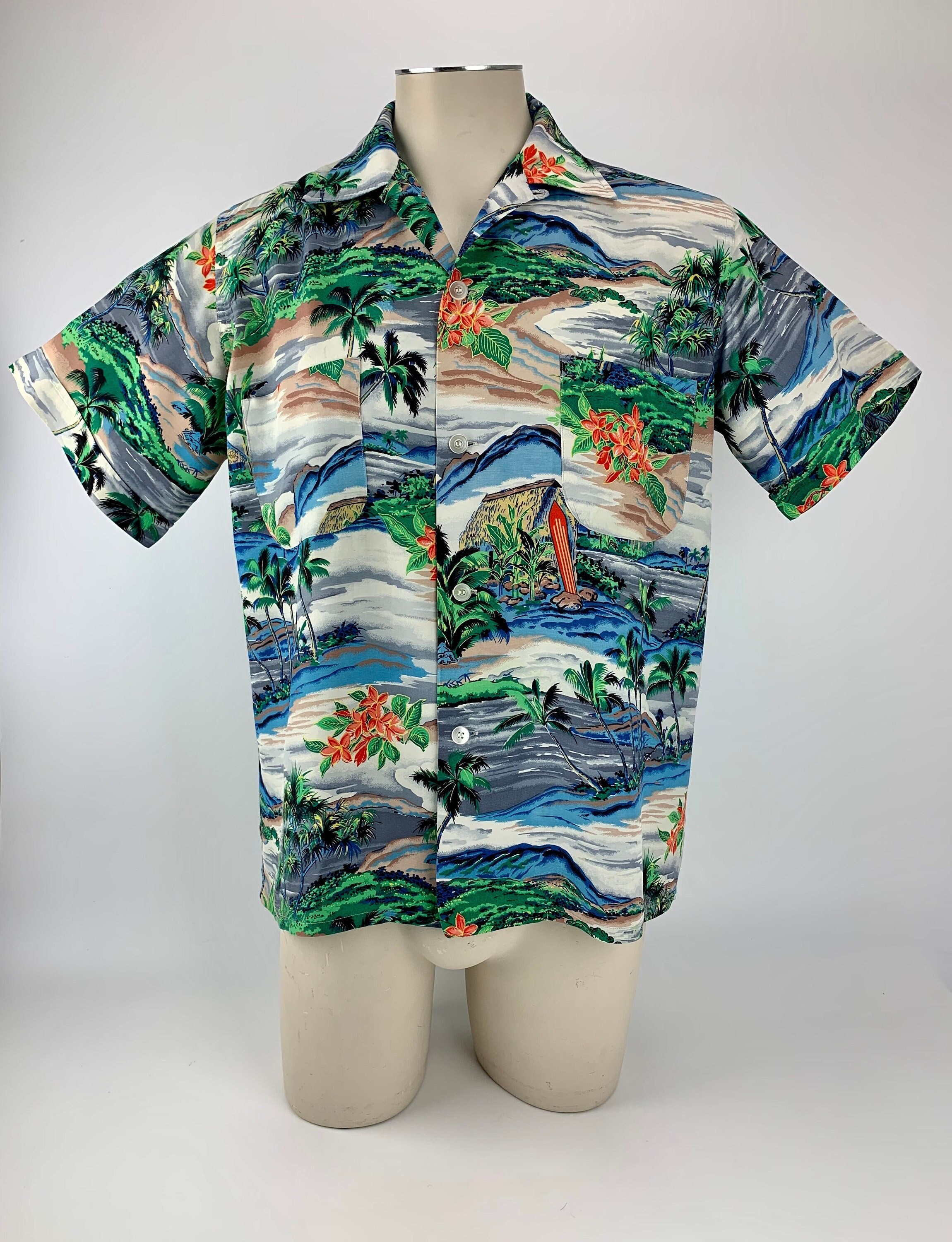 送料無料 通販 ファッション - LABEL PENNEYS - Shirt Hawaiian 1950's Rayon Printed Screen トップス