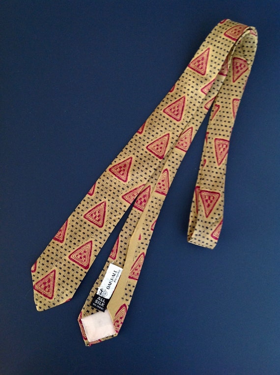1960's Vintage Tie - All Silk - Mustard, Red, & Black - Stile Novenumo Label - MOD Ties